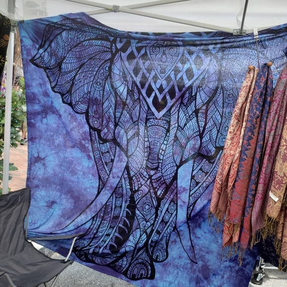 BIG Blue Tie Dye Elephant Tapestry - Picture 5 of 5
